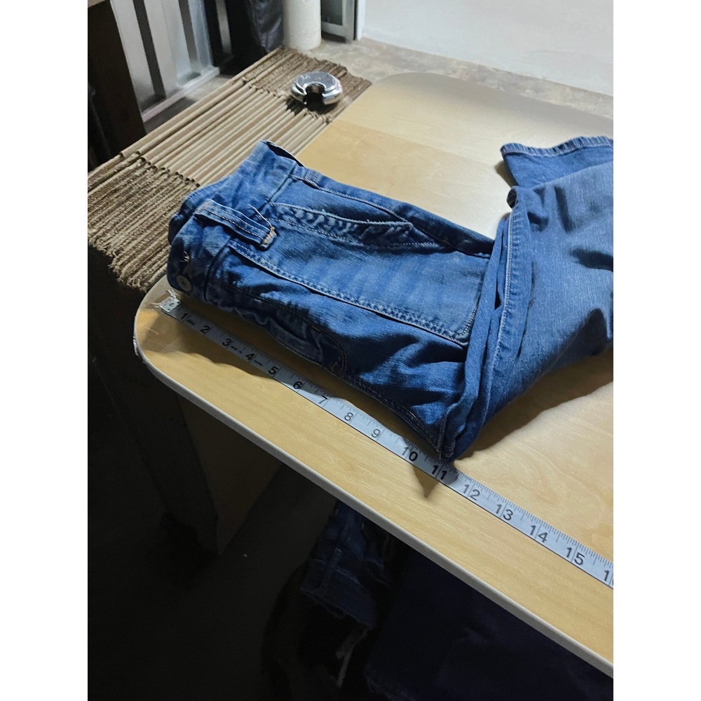 American Eagle Super Curvy High Rise Flare Jeans Womens 8 Blue Stretch Denim - Picture 6 of 8
